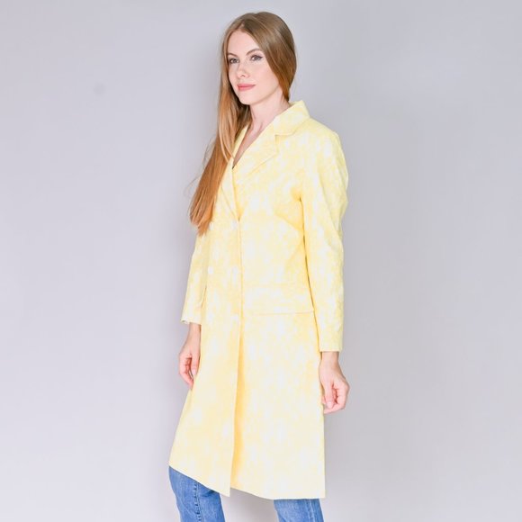 579. CALVIN LUO Yellow Lace Double-Breasted Coat NWT Designer Small - Picture 5 of 6